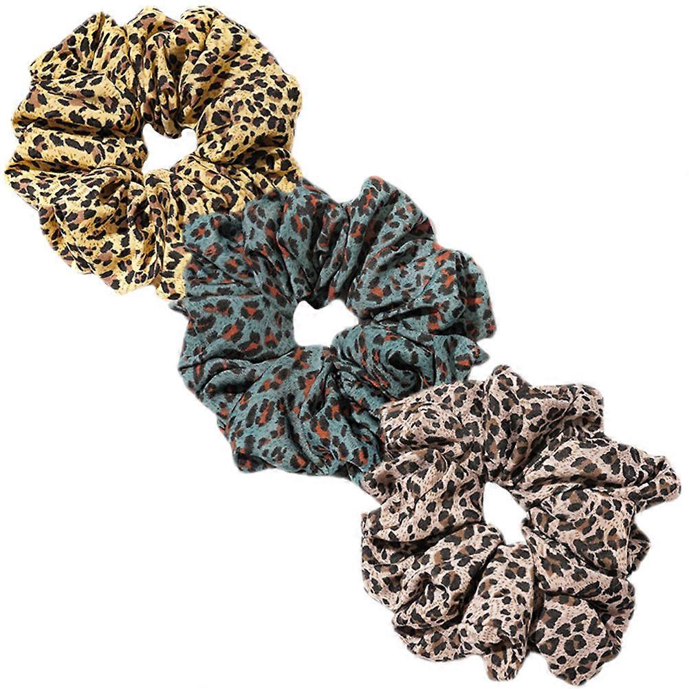 Wide Version Hair Scrunchies 3Pcs Ponytail Holder In Beige Color For Women And Girls With Round Shape For Hair Decoration