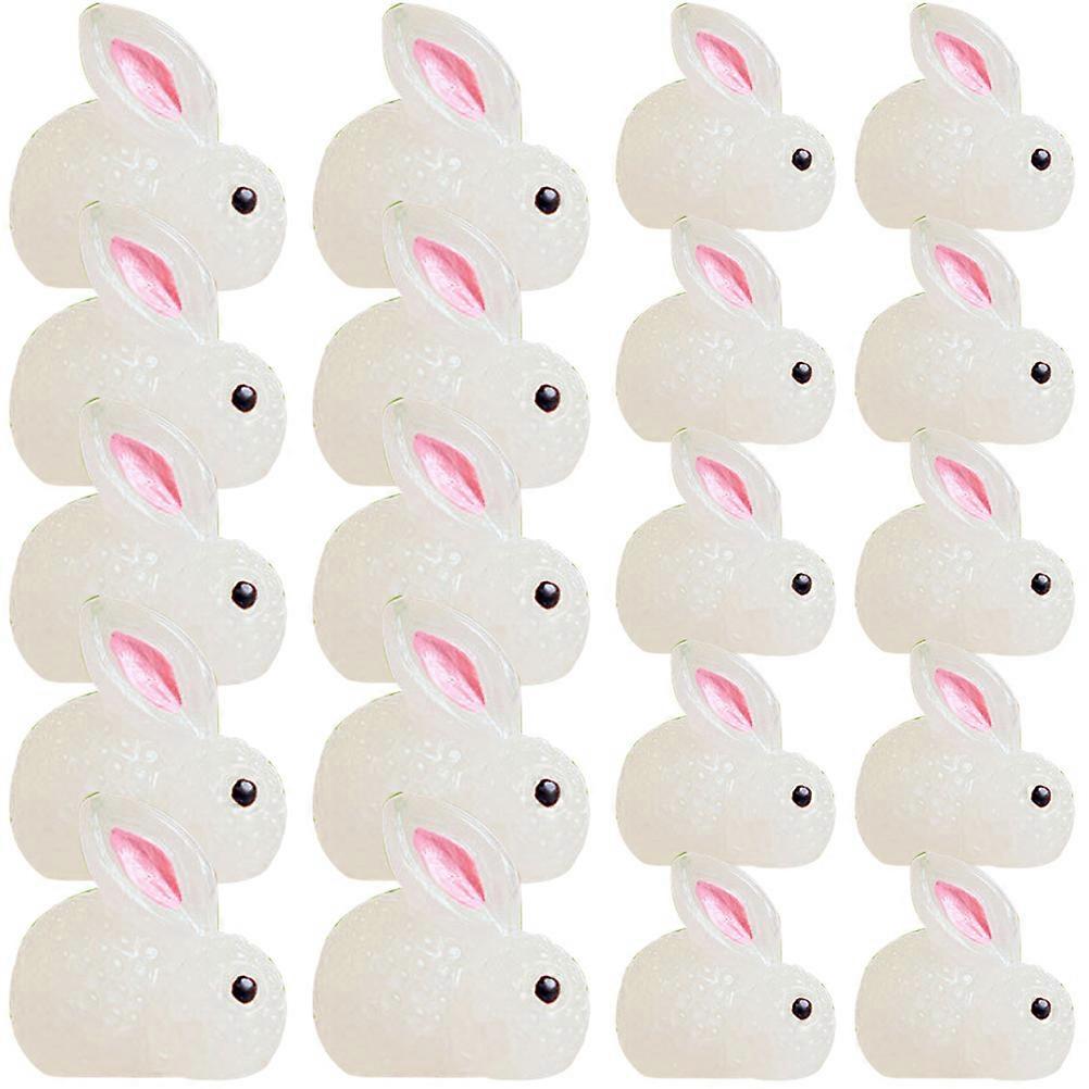 Resin Mini Rabbit Figurines 20Pcs For Balcony Decor And Container Decor 3.5X3.5CM Luminescent Decoration Featuring Bunny Shape