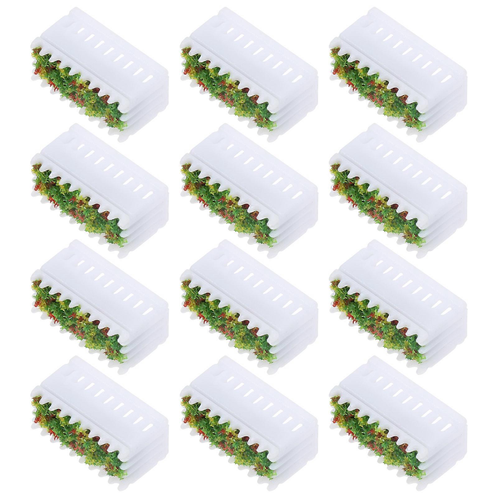 White Miniature Flower Bed Plastic Decor for Desktop Use 12Pcs Set
