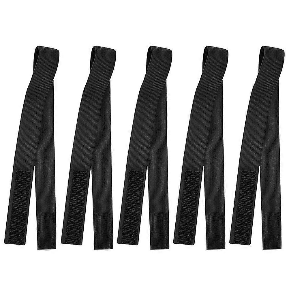 Adjustable Elastic Wig Bands 5pcs Black Polyester Stretch Straps for Wig Fixing, Comfortable Headbands for Salon, Home & Travel Use