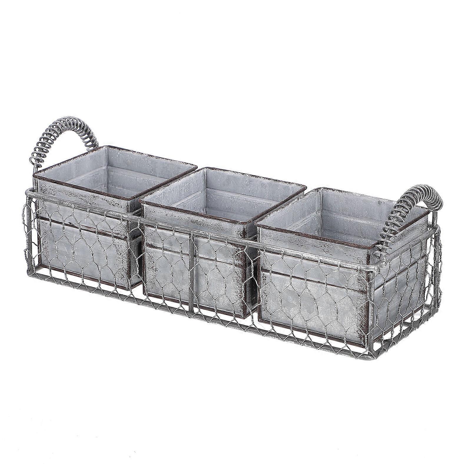 Unique Planters For Balcony Decoration Dark Grey Crafted From Iron 1 Set