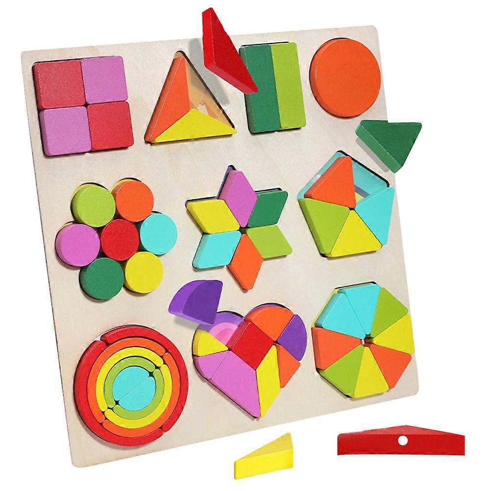 1 Set Wooden Puzzle Toys Rainbow Building Blocks Kids Educational Toys