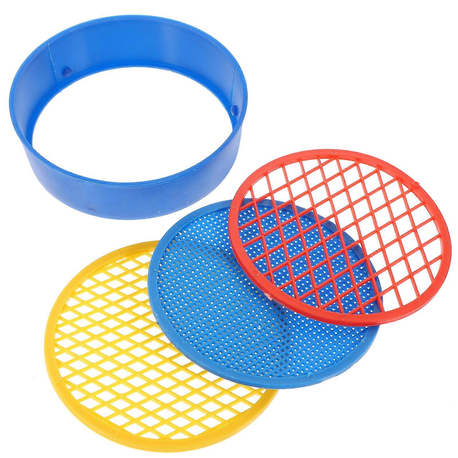 4pcs Colorful Lightweight Plastic Sand Sifters for Beach, Playground & Backyard Play Handheld Outdoor Sand Sieve Set