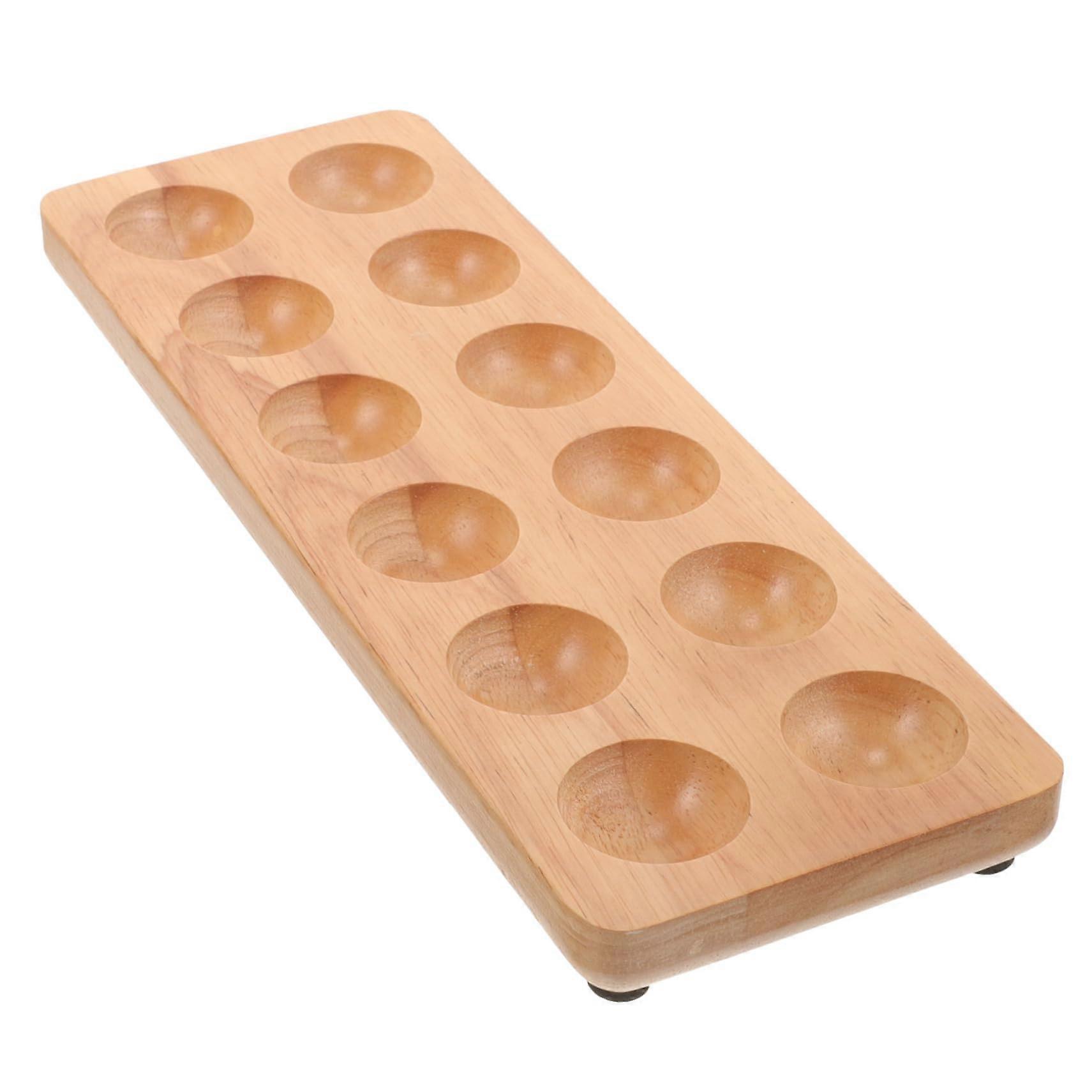 Egg storage box holder for large refrigerator egg organizer made of wood