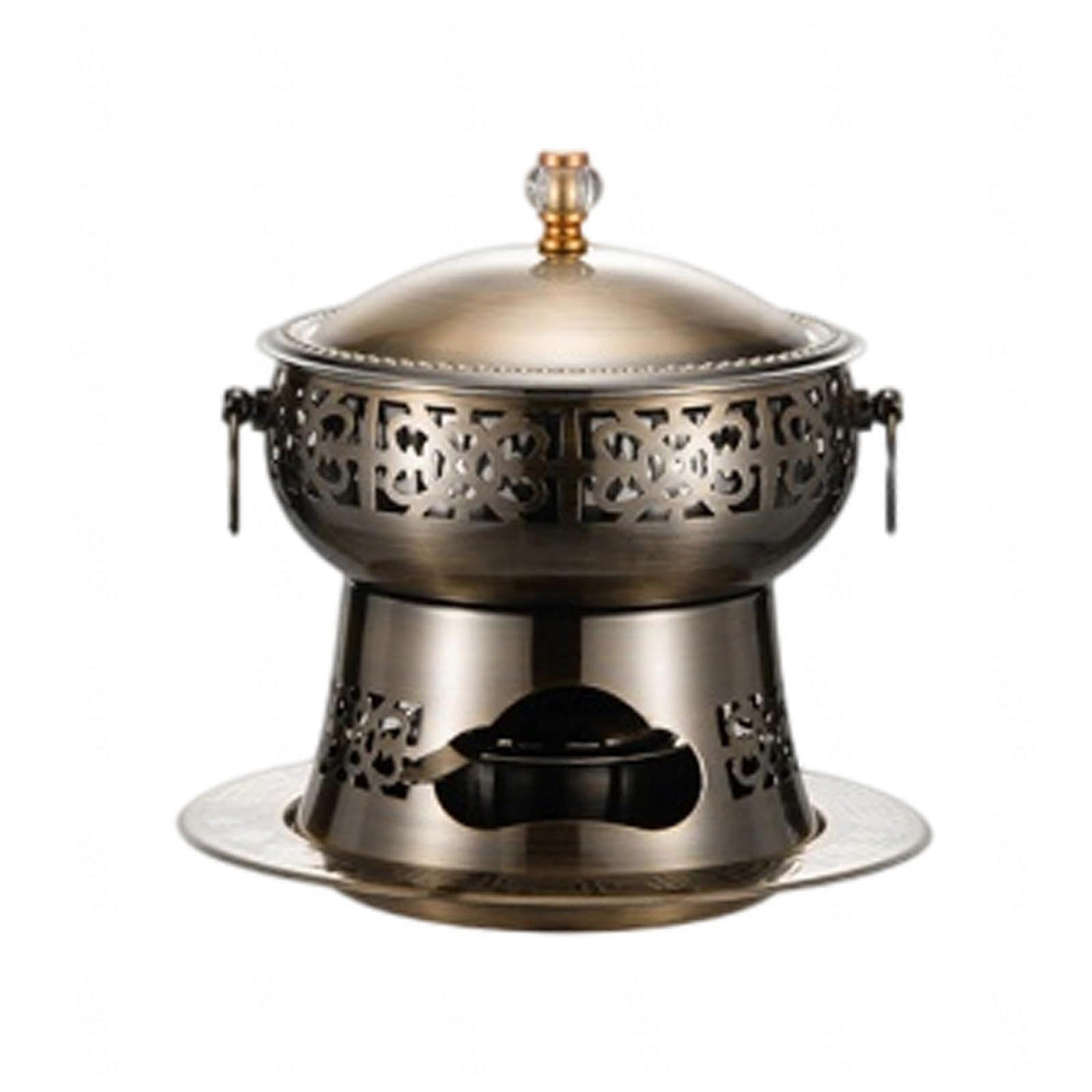 Single Alcohol Copper Hot Pot, Small Anti-Scald Handle Copper Hot Pot for Home and Commercial Use, Durable and Efficient