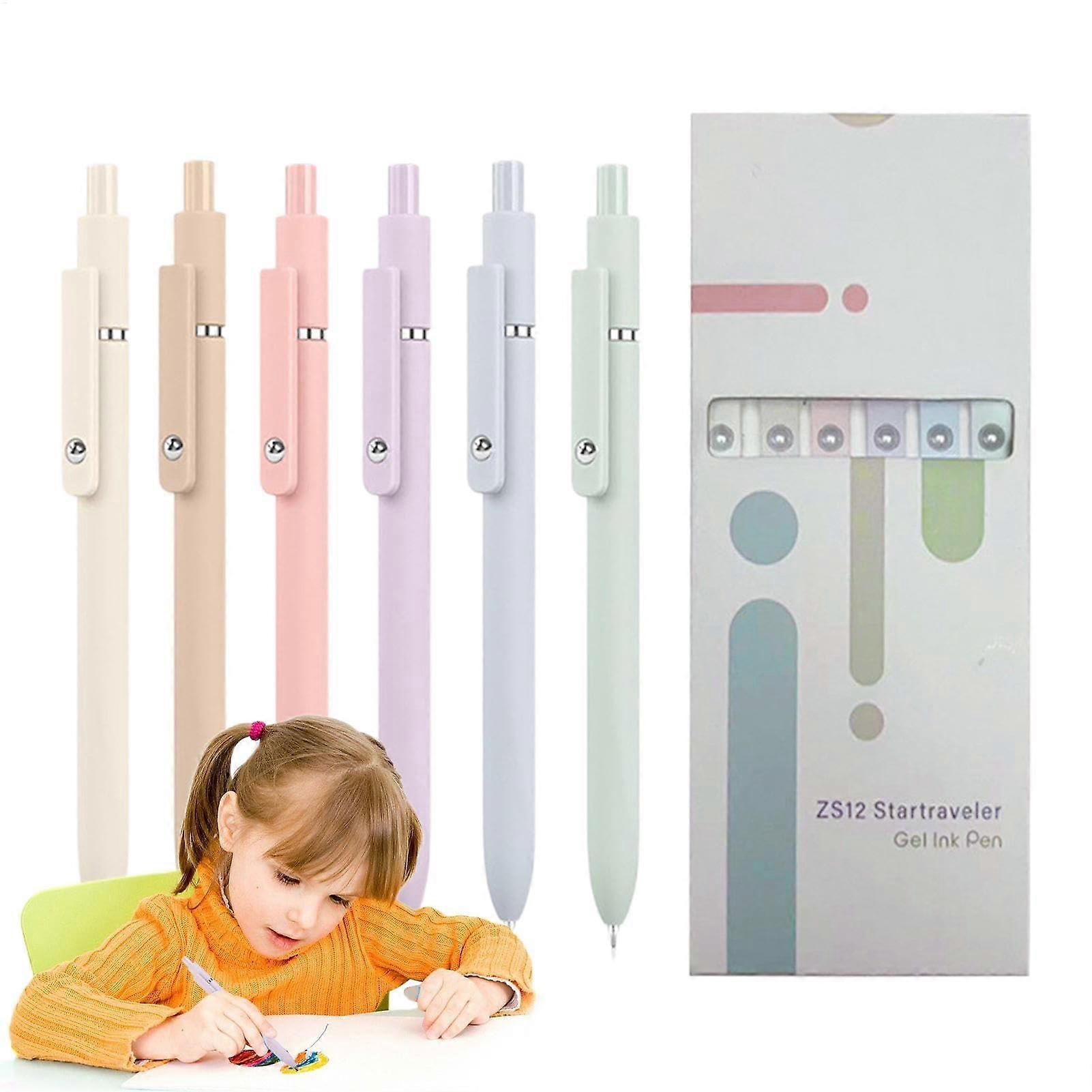 Gel Pen Set 6 Pieces, Quick Drying Ink, 0.42 mm Fine Tip, Retractable Pens for Journaling and Sketching