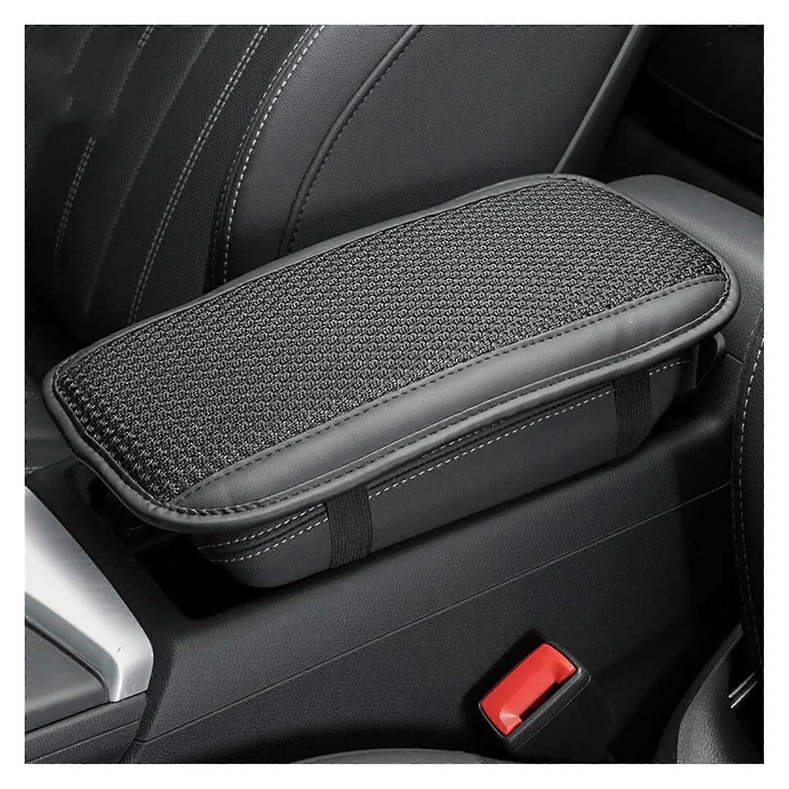 Car Armrest Box Pad Cover Universal Center Console Cushion for Height Increase Replacement (Black)