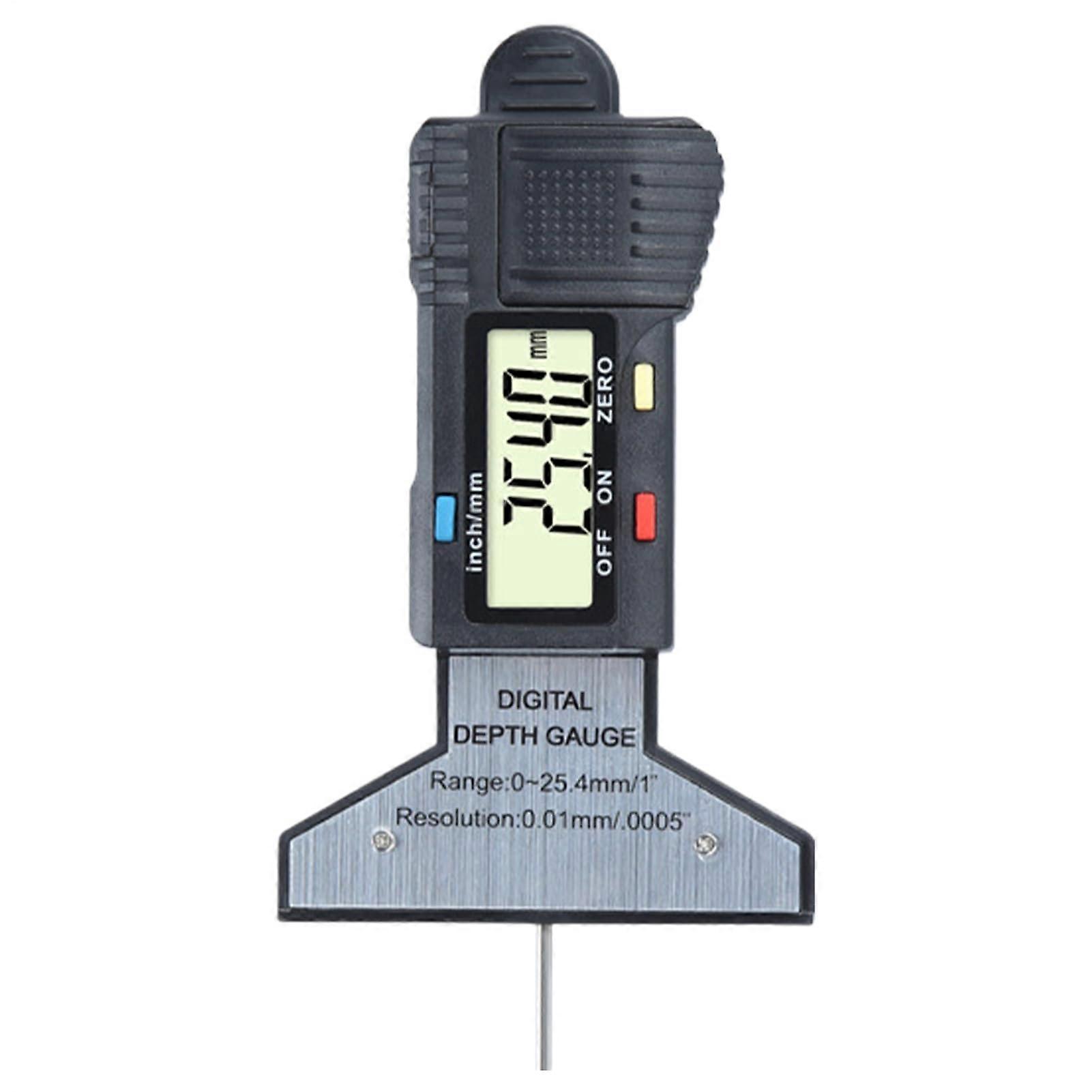 Tread Depth, Tyre Measurement Values, 025.4mm 0.01mm Resolution Tester, Handheld LCD Display for Truckers and Motorcycles black