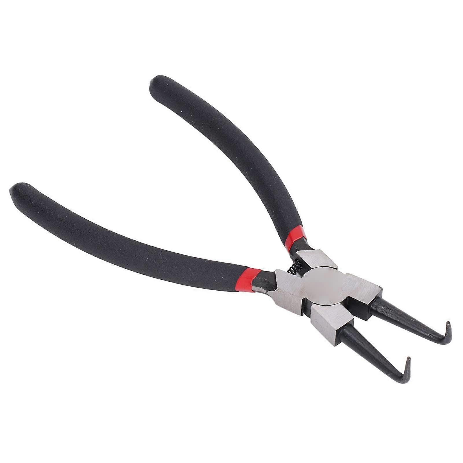 9-Inch Circlip Pliers With Non-Slip Grip, Carbon Steel, Internal Curved Jaw, Spring-Loaded, For Installation And Removal