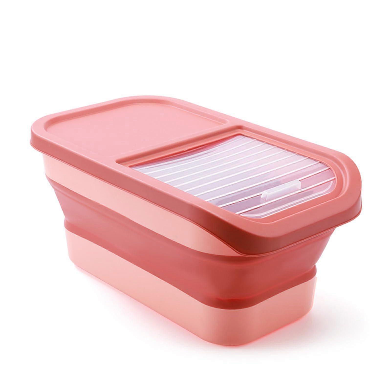 Dog Cat Food Container 10 Kg Capacity Foldable Moisture Resistant Storage for Cereals Rice And Dry Food Pink Rose