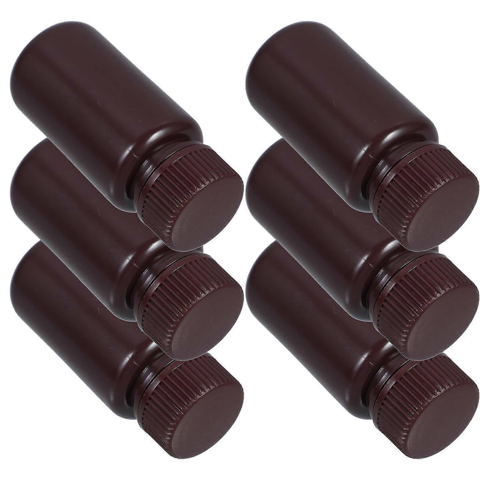 6pcs Wide Mouth Brown Lab Reagent Bottles High Temperature Resistant Secure Seal Containers for Chemical Experiments and Sample Storage