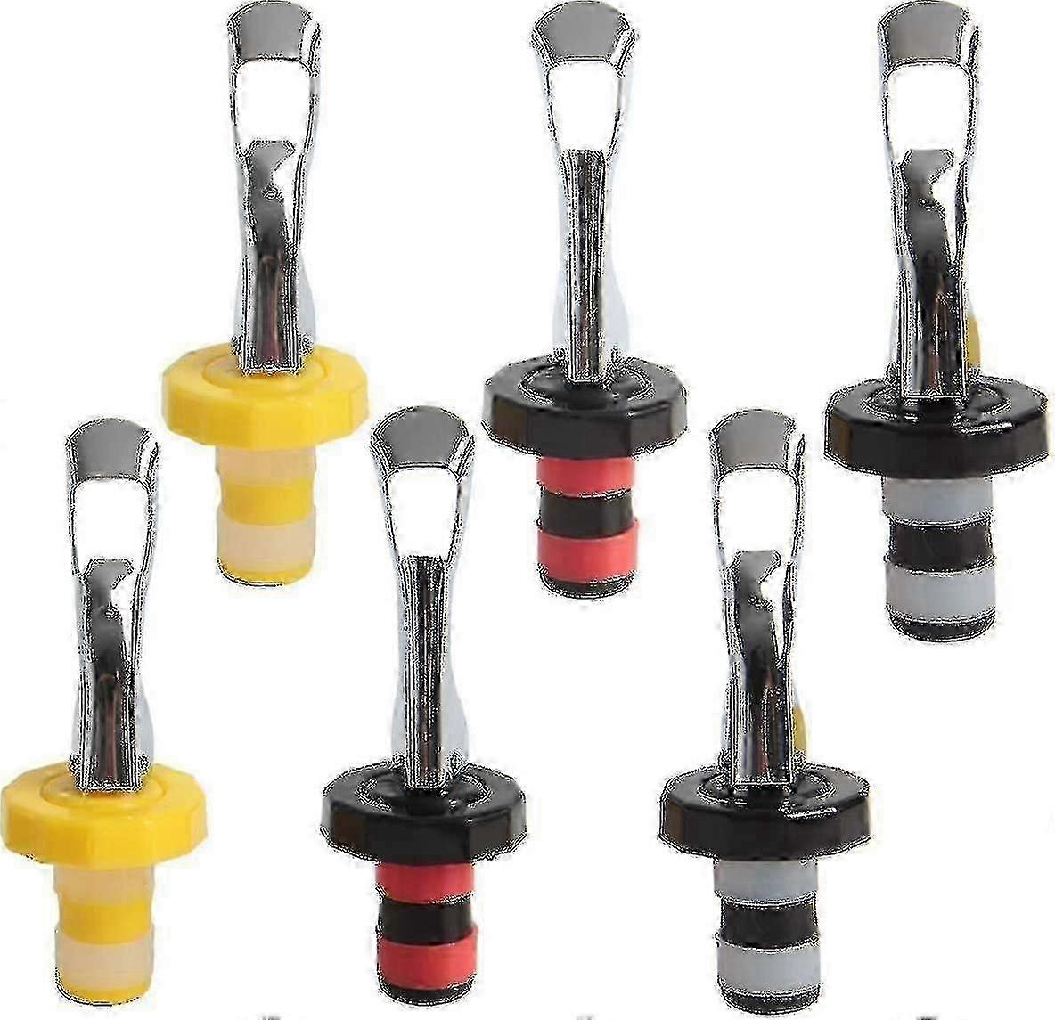 6 Reusable Silicone Wine Bottle Stoppers - Manual Beverage Sealers for Wine Preservation