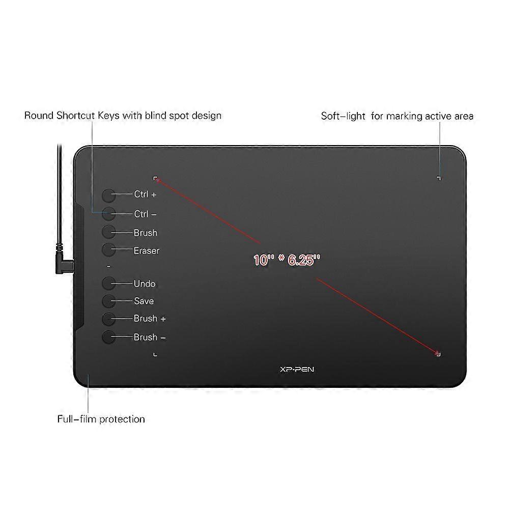 XP-Pen Deco 01 Digital Graphics Drawing Tablet 10 * 6.25 Inches with 8192 Level Pressure Sensitivity Battery-free Passive Stylus 8 shortcut keys Light