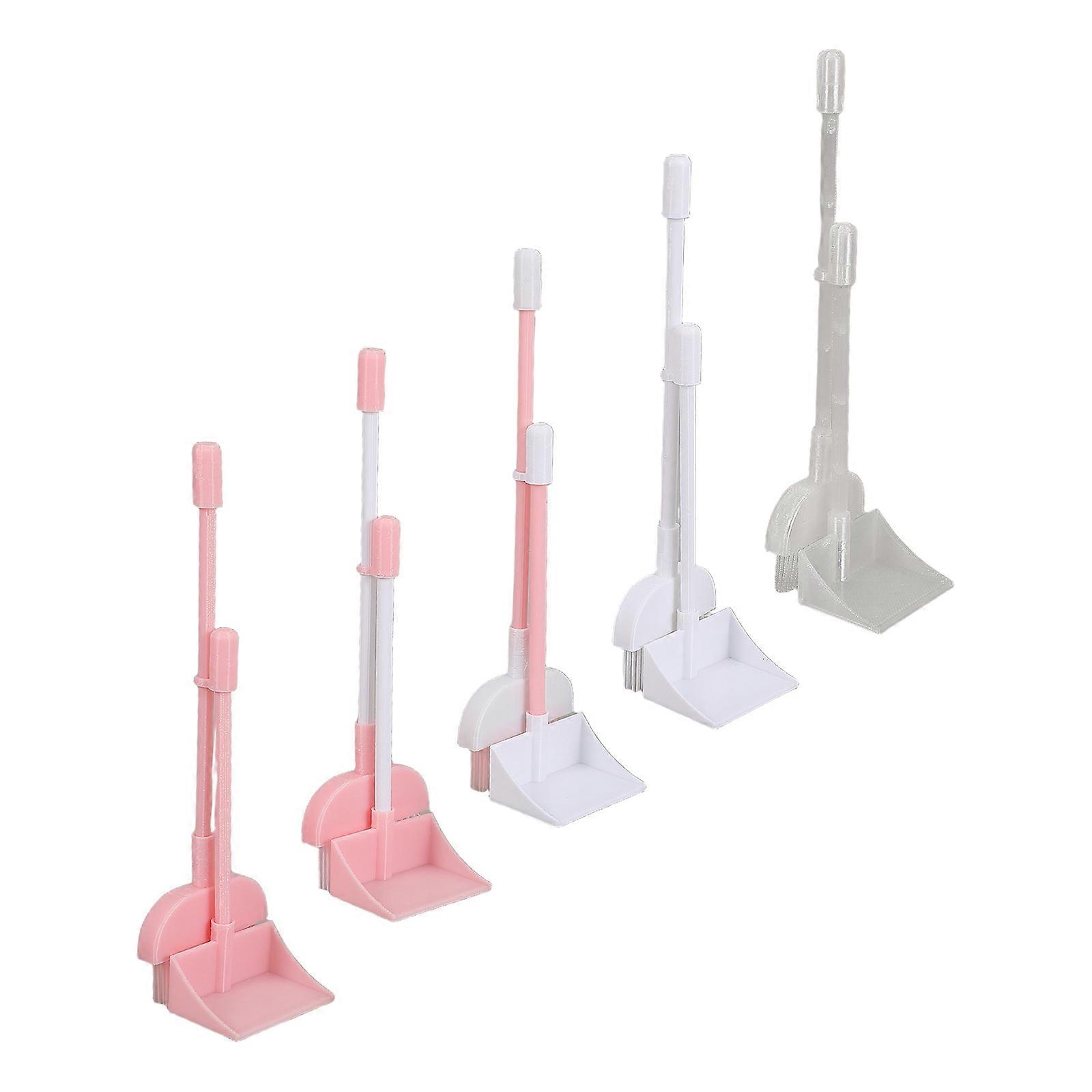 5 Sets Miniature Dollhouse Cleaning Tools Set with Hand Broom and Dustpan – Lightweight Pretend Play Kit for Enhancing Dexterity and Fine Motor Skills