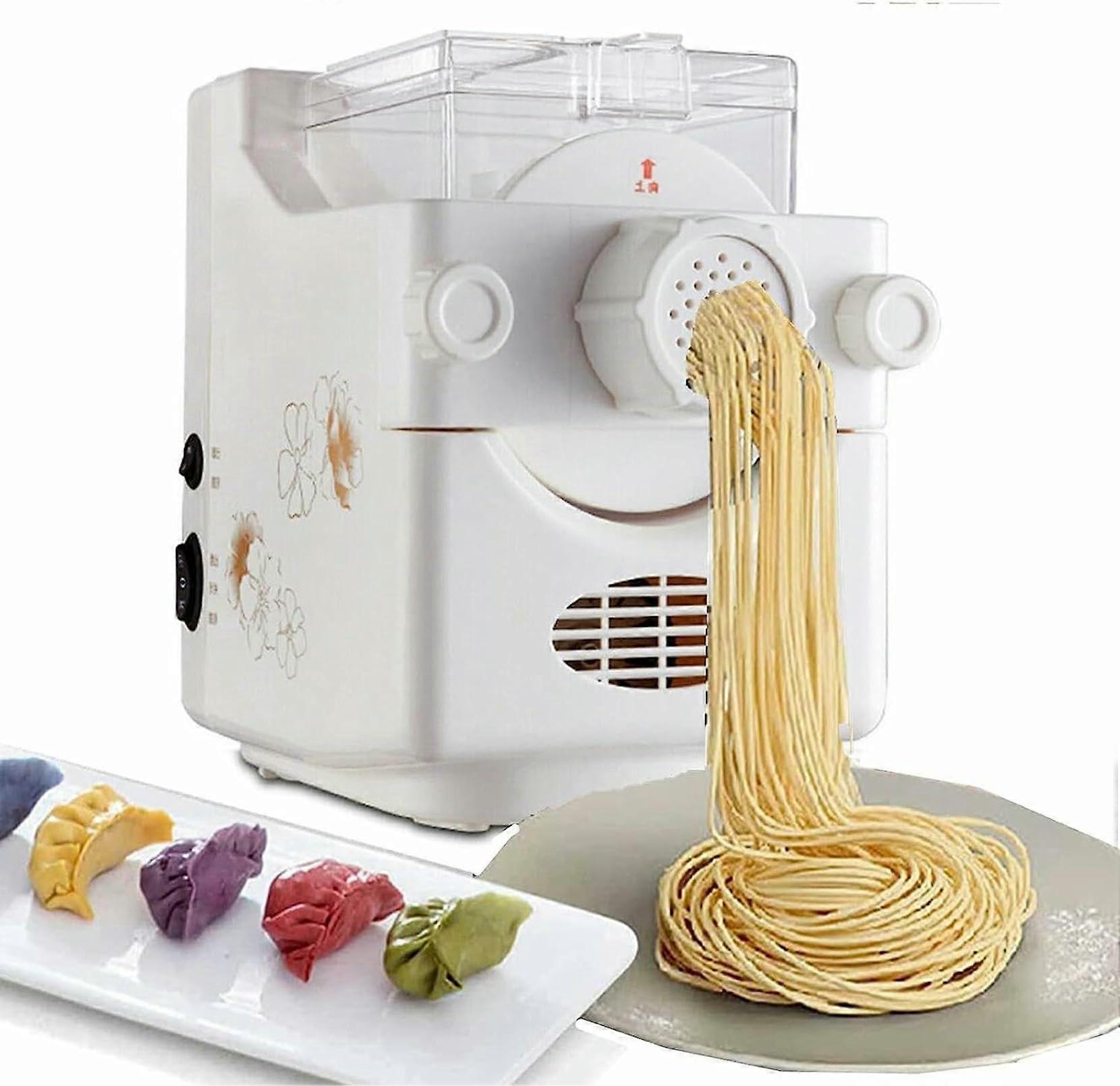 Electric Pasta Maker with 9 Shapes, Fully Automatic Noodle Machine, Compact White Design, Time-Saving Kitchen Appliance
