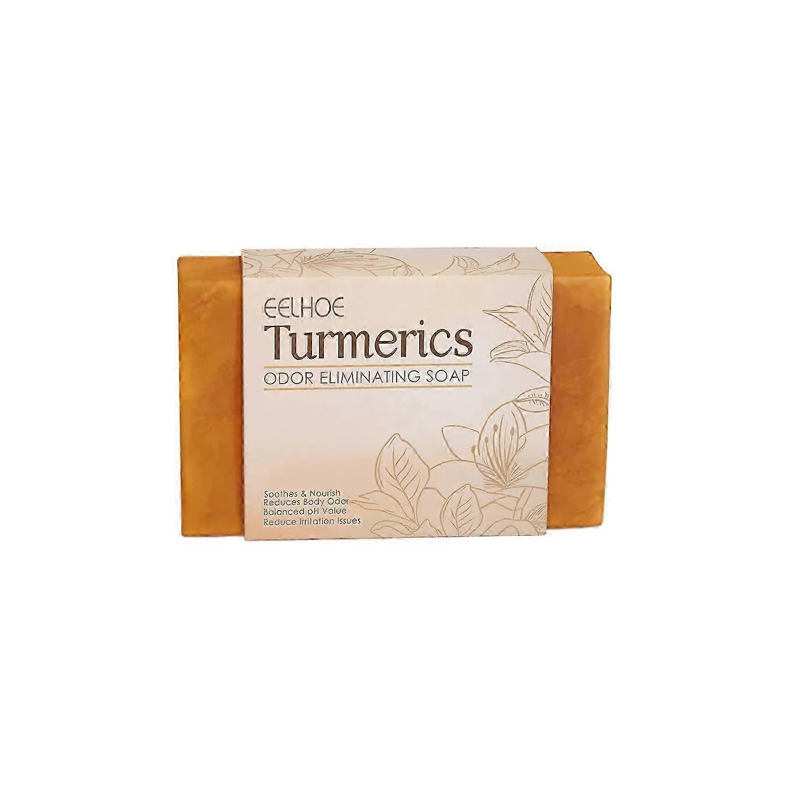 EELHOE Turmeric Cleansing Soap Moisturizes Skin Gentle Cleansing for Women's Body Odor Control Moisturizing and Brightening Cleansing Soap