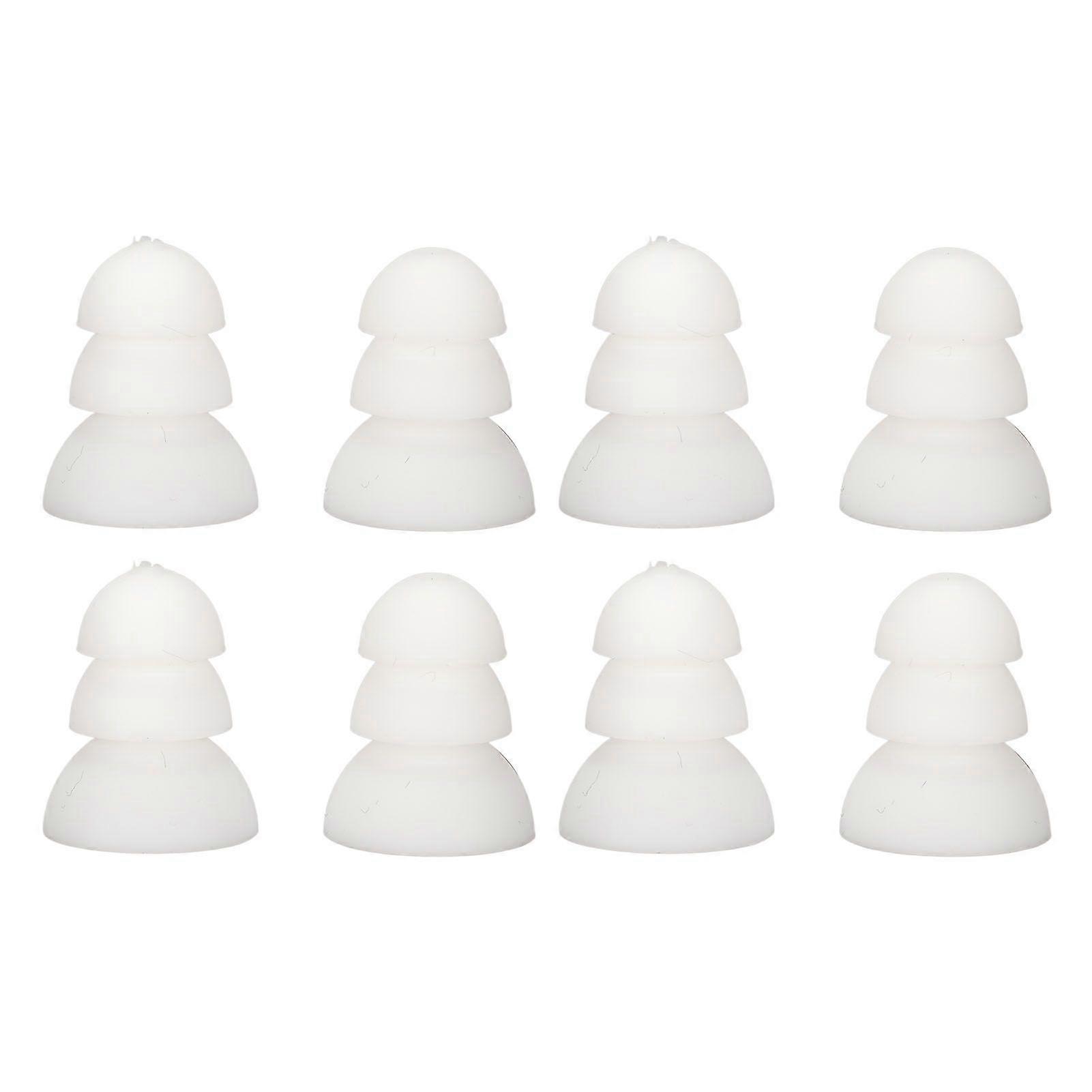 8pcs Hearing Aid Ear Tips 3 Layer Soft Silicone Replacement BTE ITE Pocket Hearing Aids Earplug DomesWhite