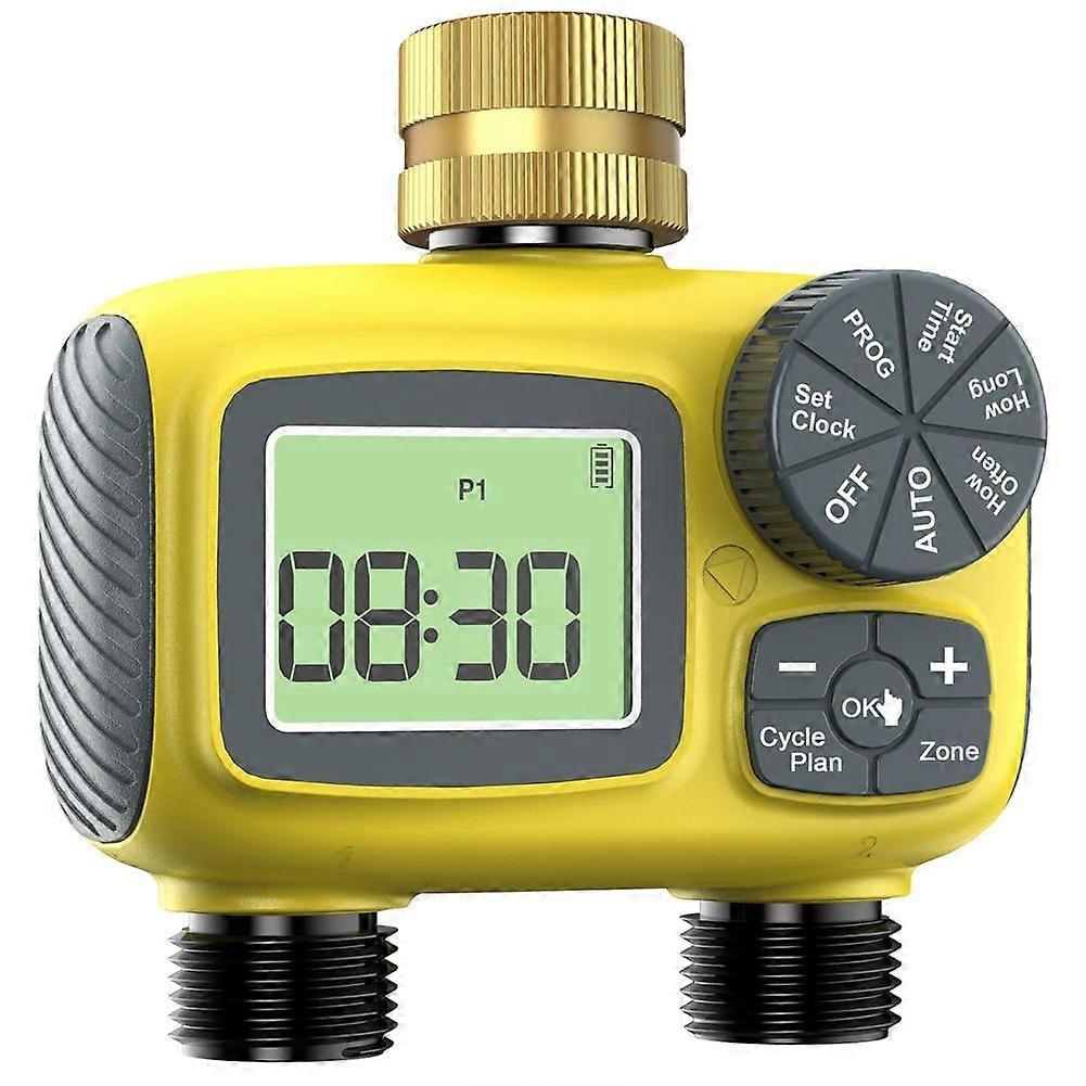 LCD Display Garden Irrigation Timer Dual-Zone Water Timer Automatic Watering Control System Child Lock Rain Delay