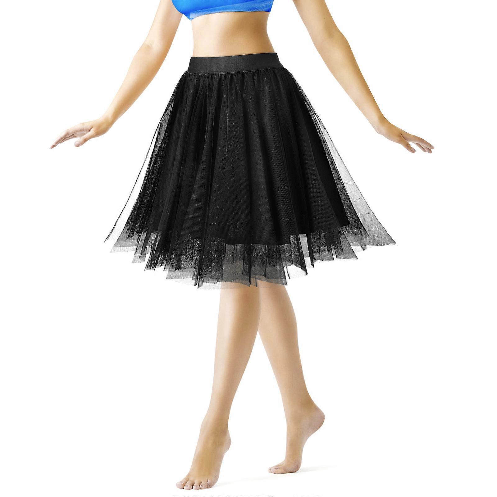 Black Tutu Skirt for Women's Adult Lightweight Polyester Elastic Waist Party and Dress Up Wear Size 0.