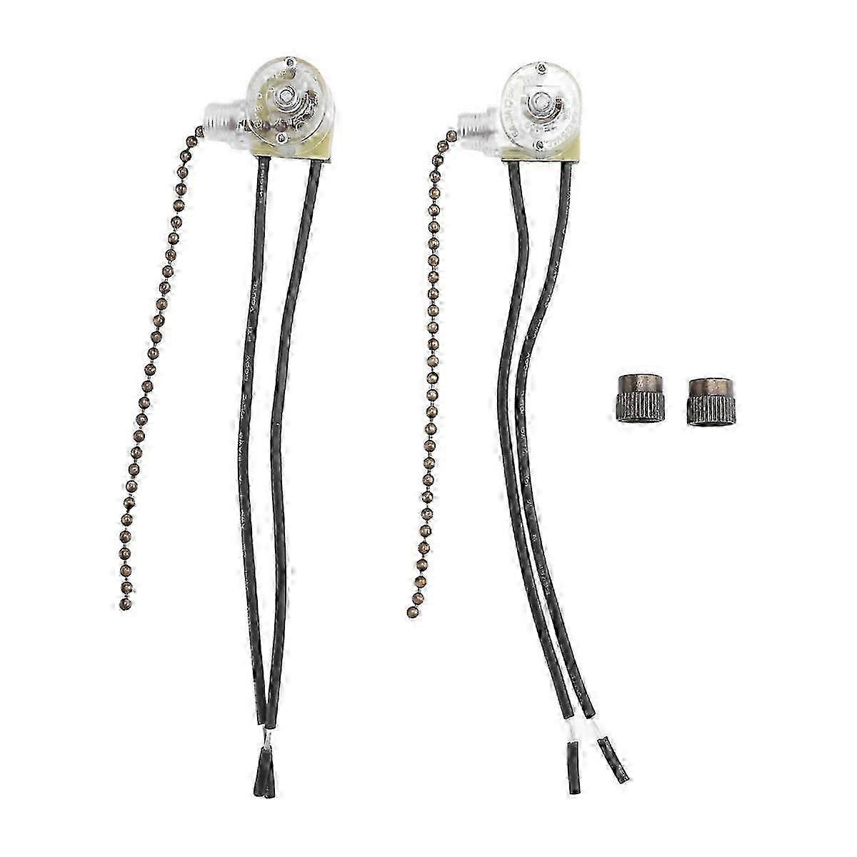 Ceiling Fan Light Switch Zing Ear ZE-109 Two-Wire Light Switch with Pull Cords for Ceiling Light Fan - KM