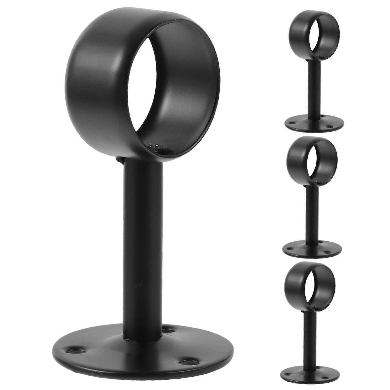 Stainless Steel Curtain Rod Holder Bracket 4-Piece Black Flange Ceiling Mount