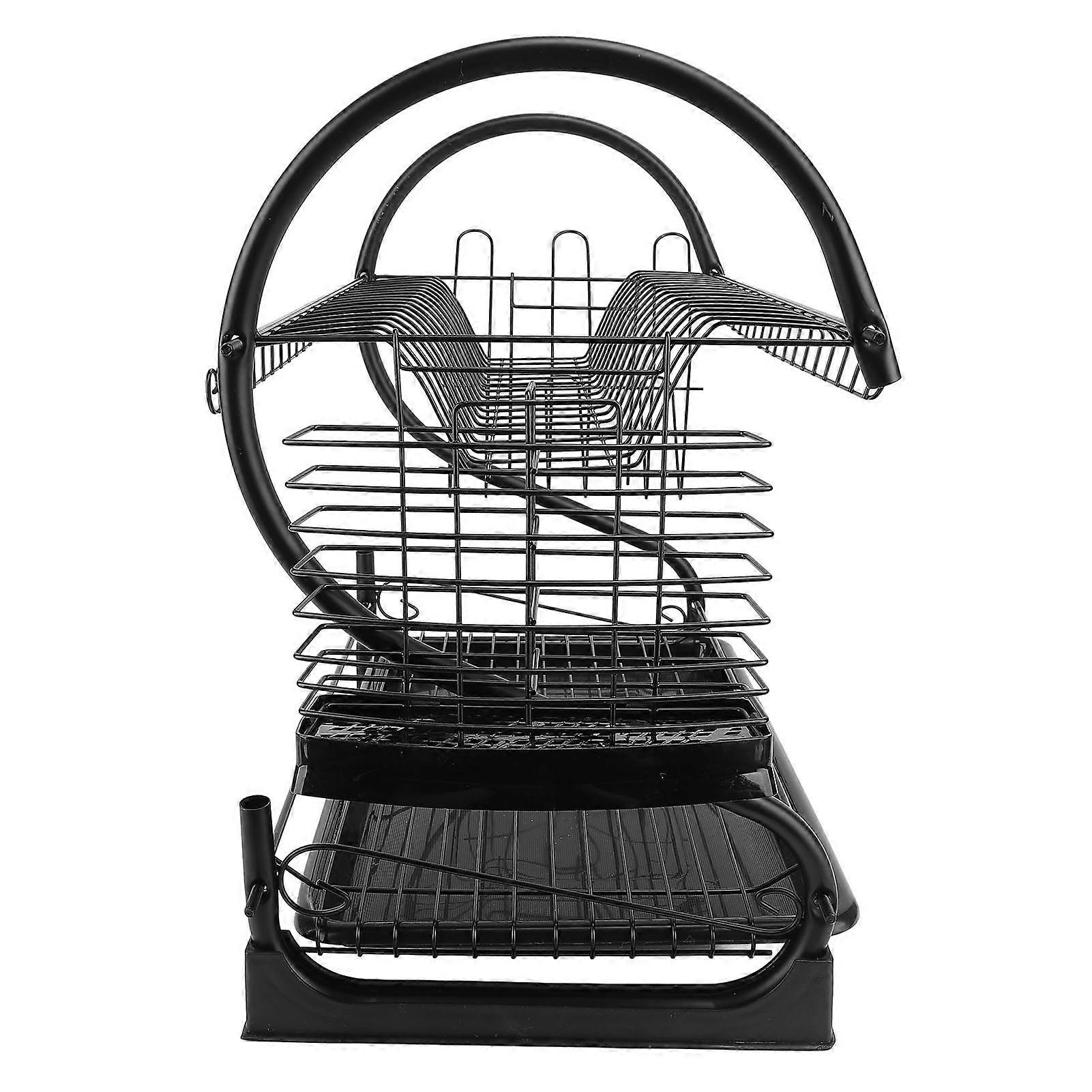 2-Tier Iron Dish Drying Rack, Large Capacity, Space Saving Organizer