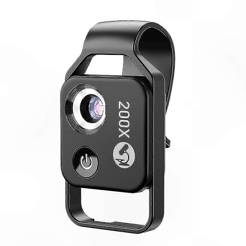 Universal 200x Clip-On Microscope with LED Light - Portable Mini Magnifying Lens for Smartphones and Other Devices