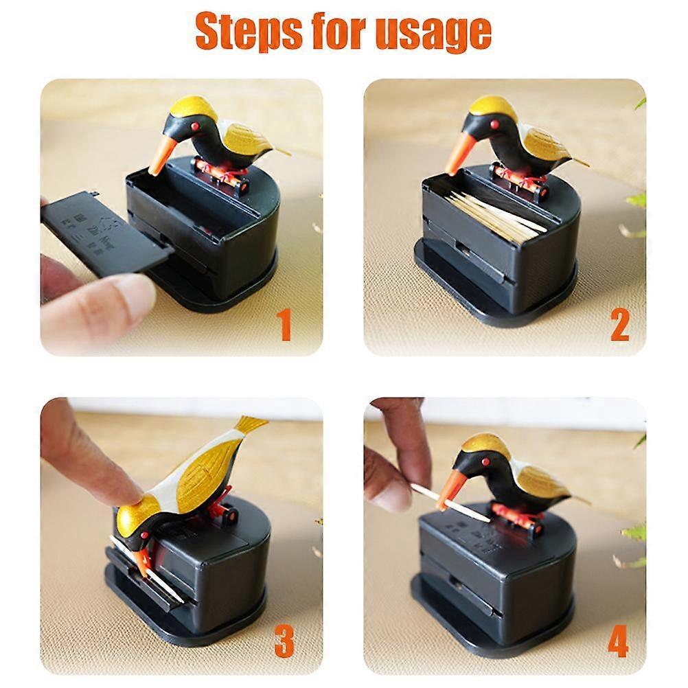 Toothpick Dispenser Automatic Bird Toothpick Box Bird Woodpecker Toothpick Dispenser Table Toothpick Box Case Storage