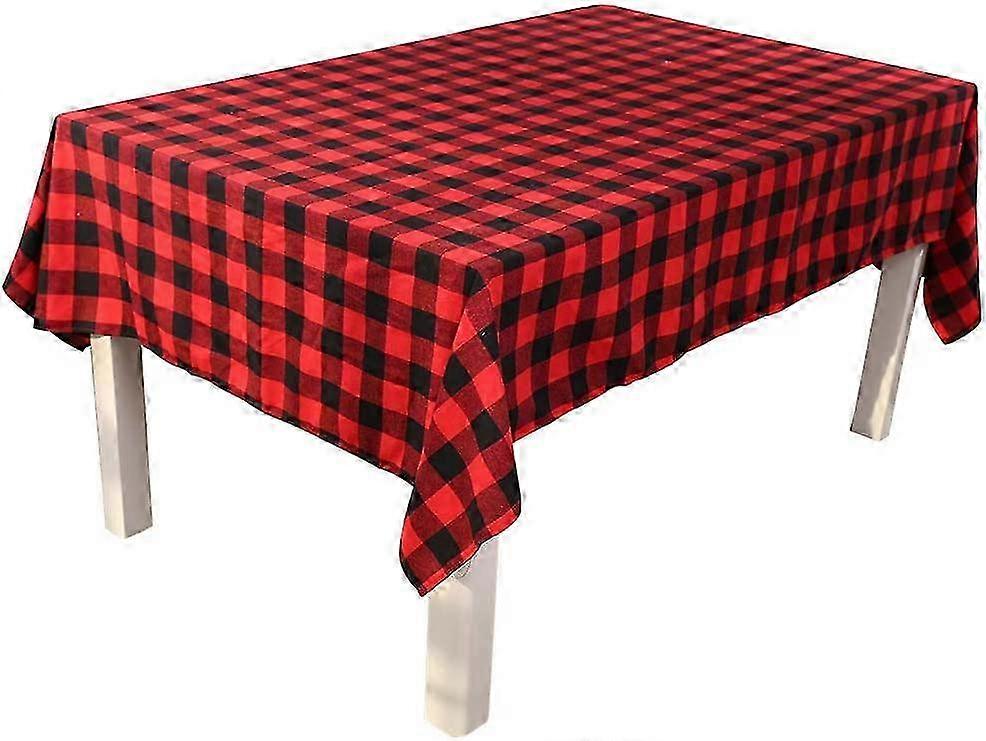 Christmas Red and Black Checkered Non-Slip Tablecloth for Festive Decoration