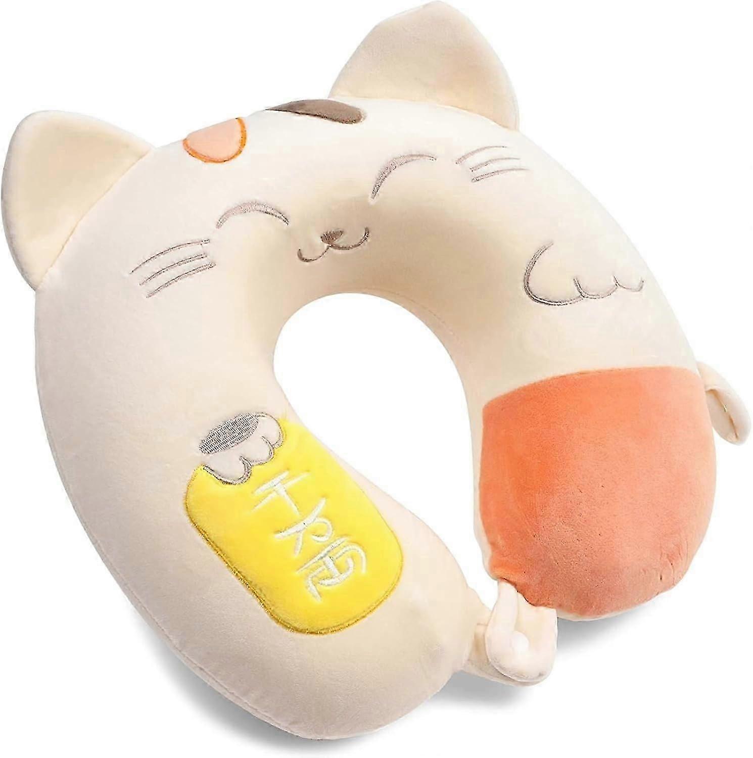 "1 pcs Kid's Cat Travel Pillow, Memory Foam, for Airplanes, Car Rides, Train Commutes (11.8 x 11.8 x 3.9 in)"