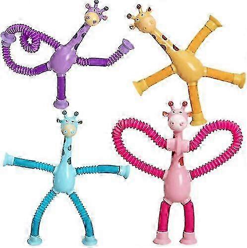 4pcs Telescopic Suction Cup Giraffe Toy, Giraffe Toy Sensory Toys