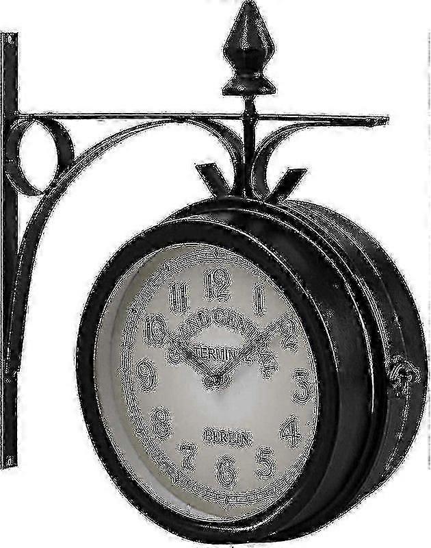 33 X 30 X 10 Cm Double-sided Wall Clock - Station Clock Garden Clock