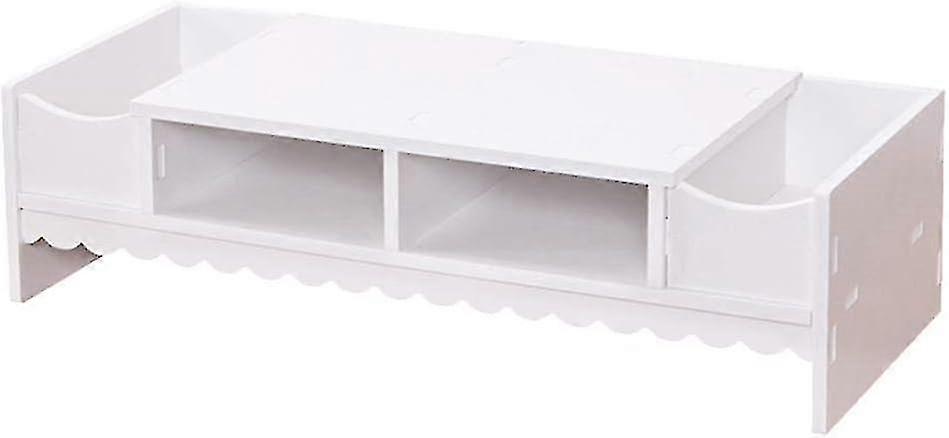 Monitor Stand With Drawer Laptop Pc Monitor Riser Rack Holder Desk Organizer Tabletop Storage Cabinet Wooden - q36