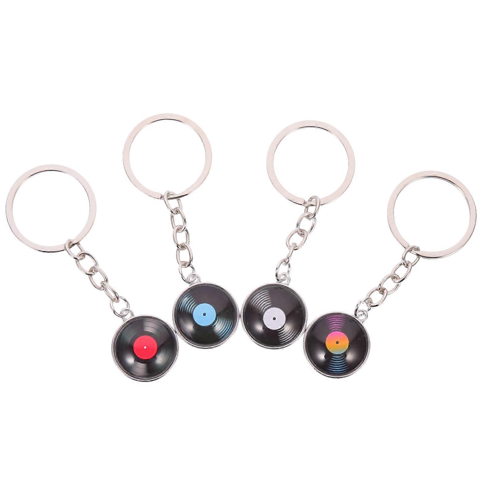 Metal Vinyl Record Keychain for Decor 12Pcs Assorted Ring
