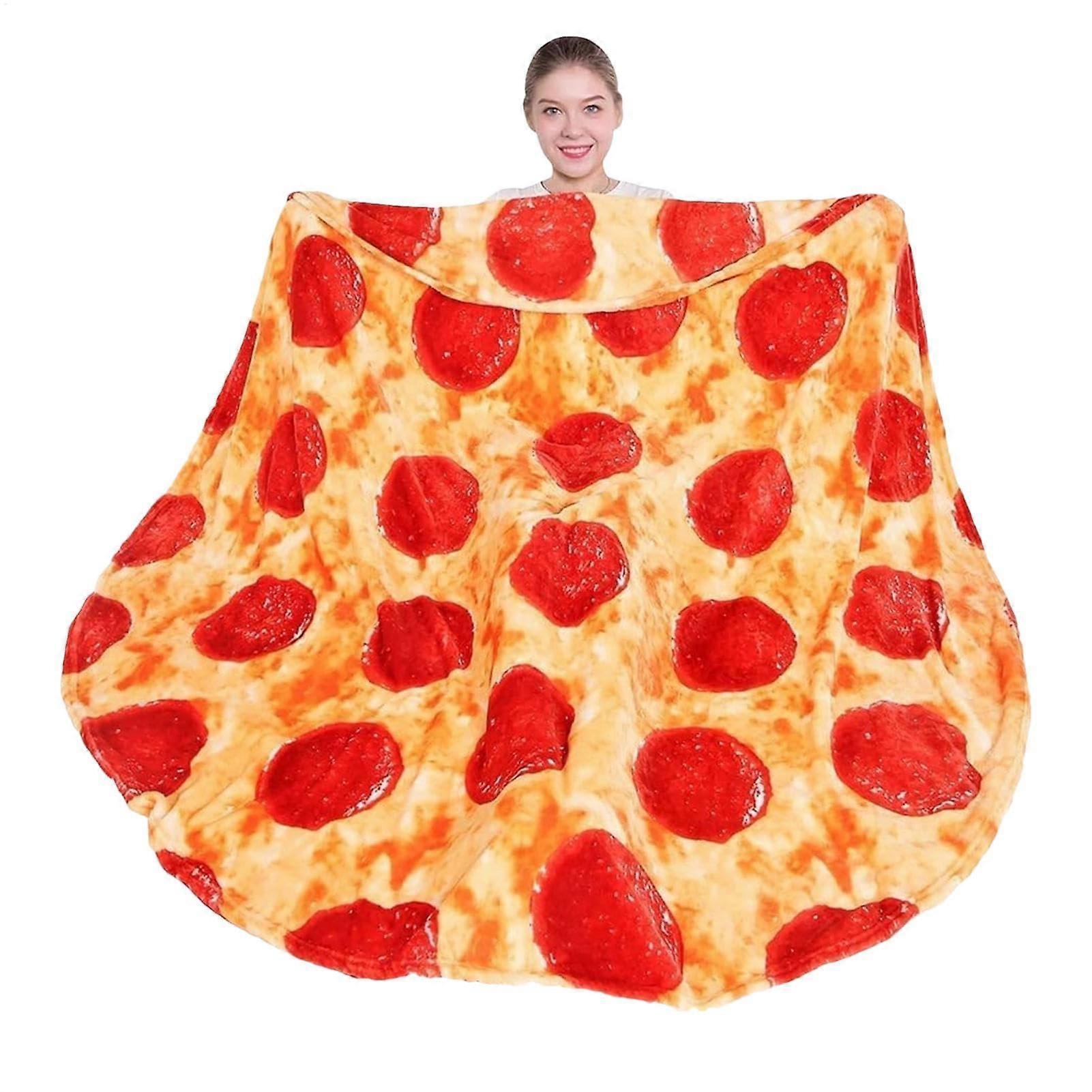 Modern Pizza Swaddle Blanket Round 180 Cm Sofa Blanket, Portable Round Blanket For Winter Picnic, Pizza Pattern