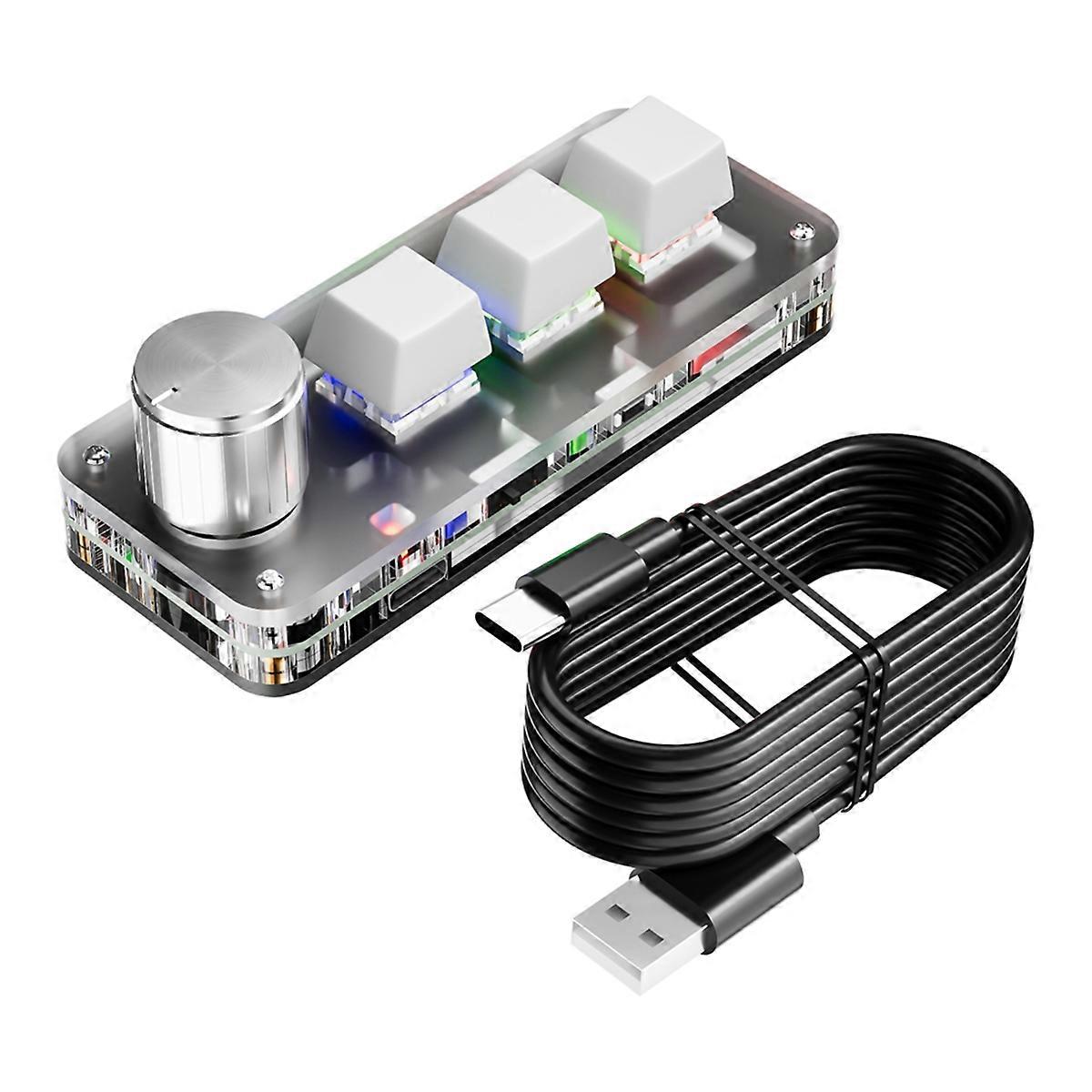 Mini Mechanical Keyboard 3 Key 1 Knob Macro Custom Keyboard White