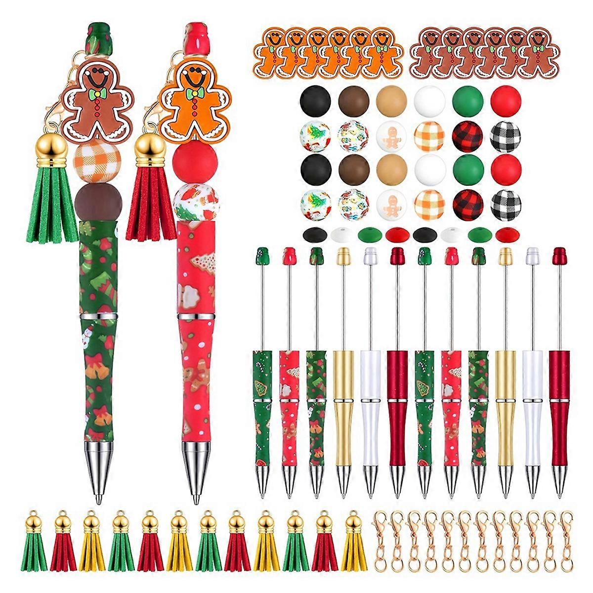 12 Pcs Beadable Pens Plastic Ballpoint Pen