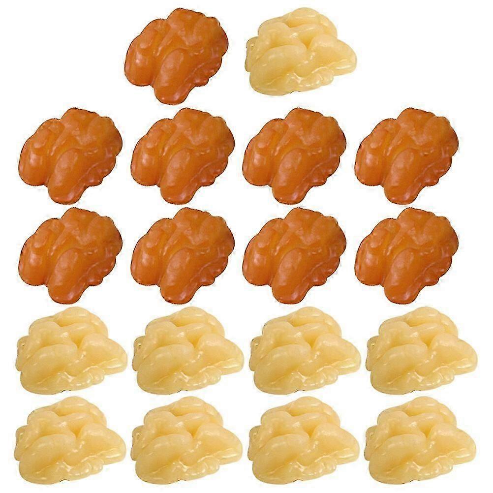 18pcs Artificial Walnut Kernel Models Fake Walnut Kernel Prop Simulation Nut Models Home Decor