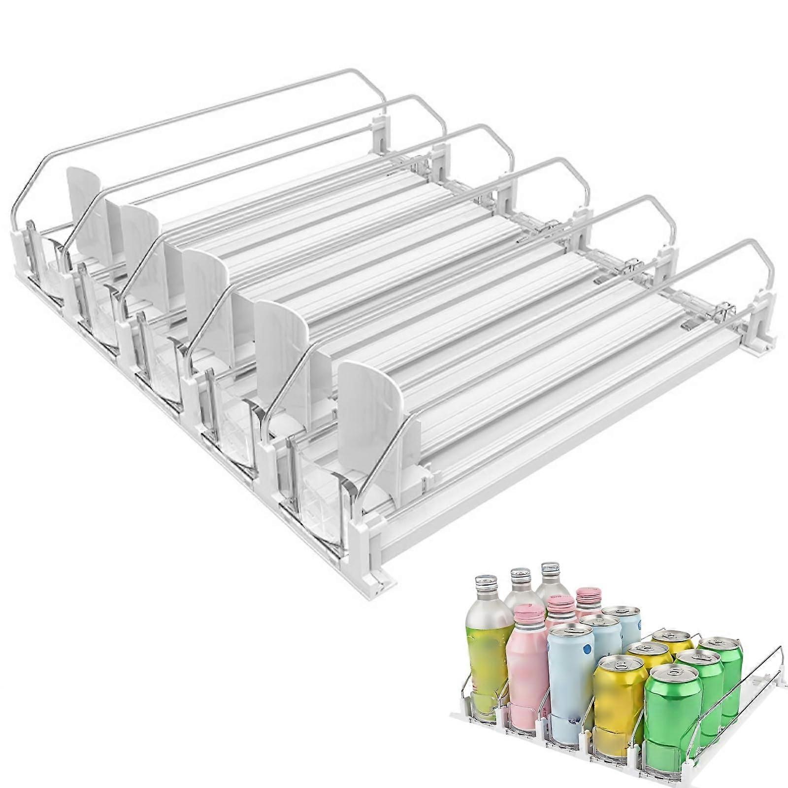 Fridge Can Dispenser Automatic Can Dispenser For Fridge Soda Beer Can Organizer Fridge Pantry Adjustable Width 5 Rows