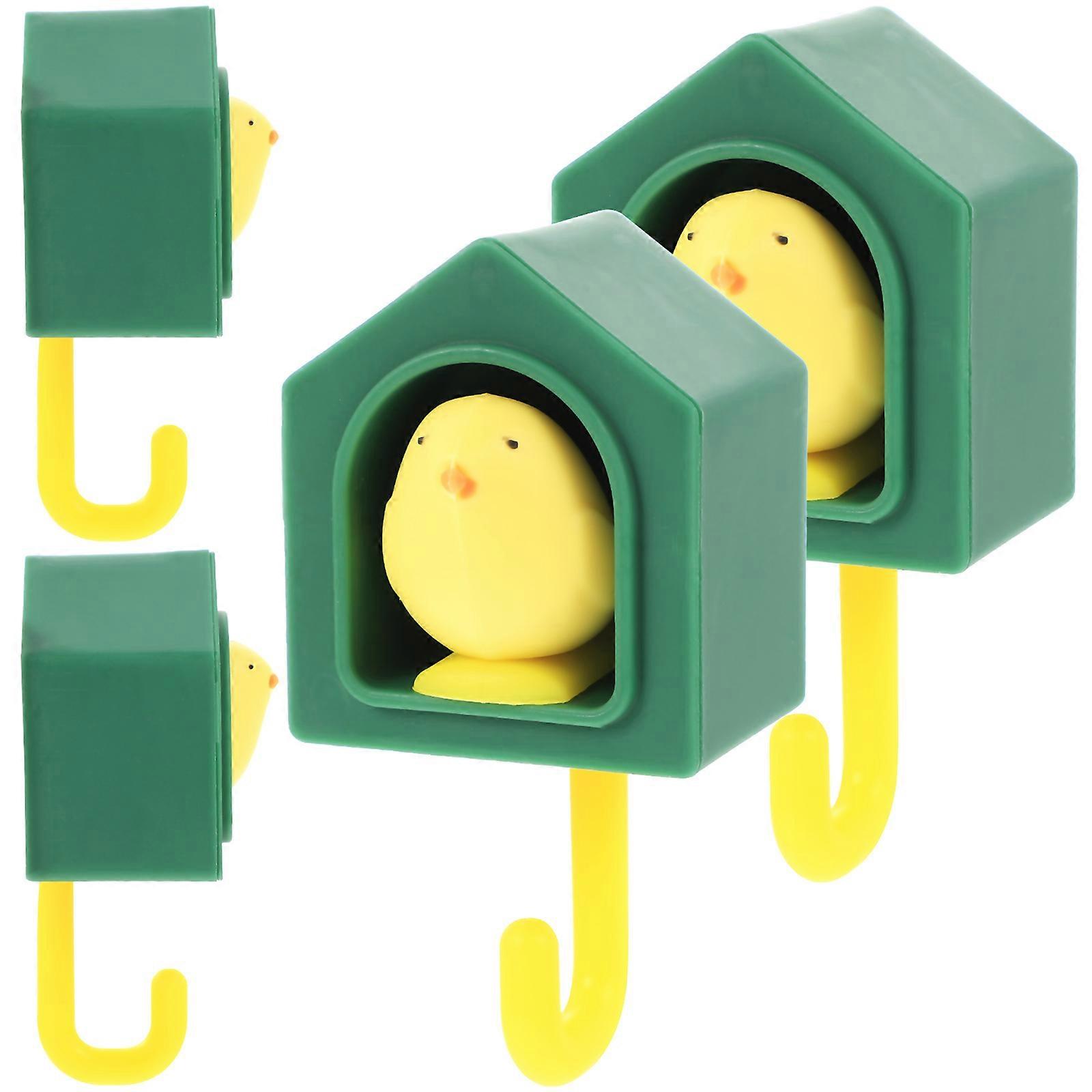 Gravity Sensing Wall Hooks Coat Hooks for Hanging 8Pcs Green Bird Design