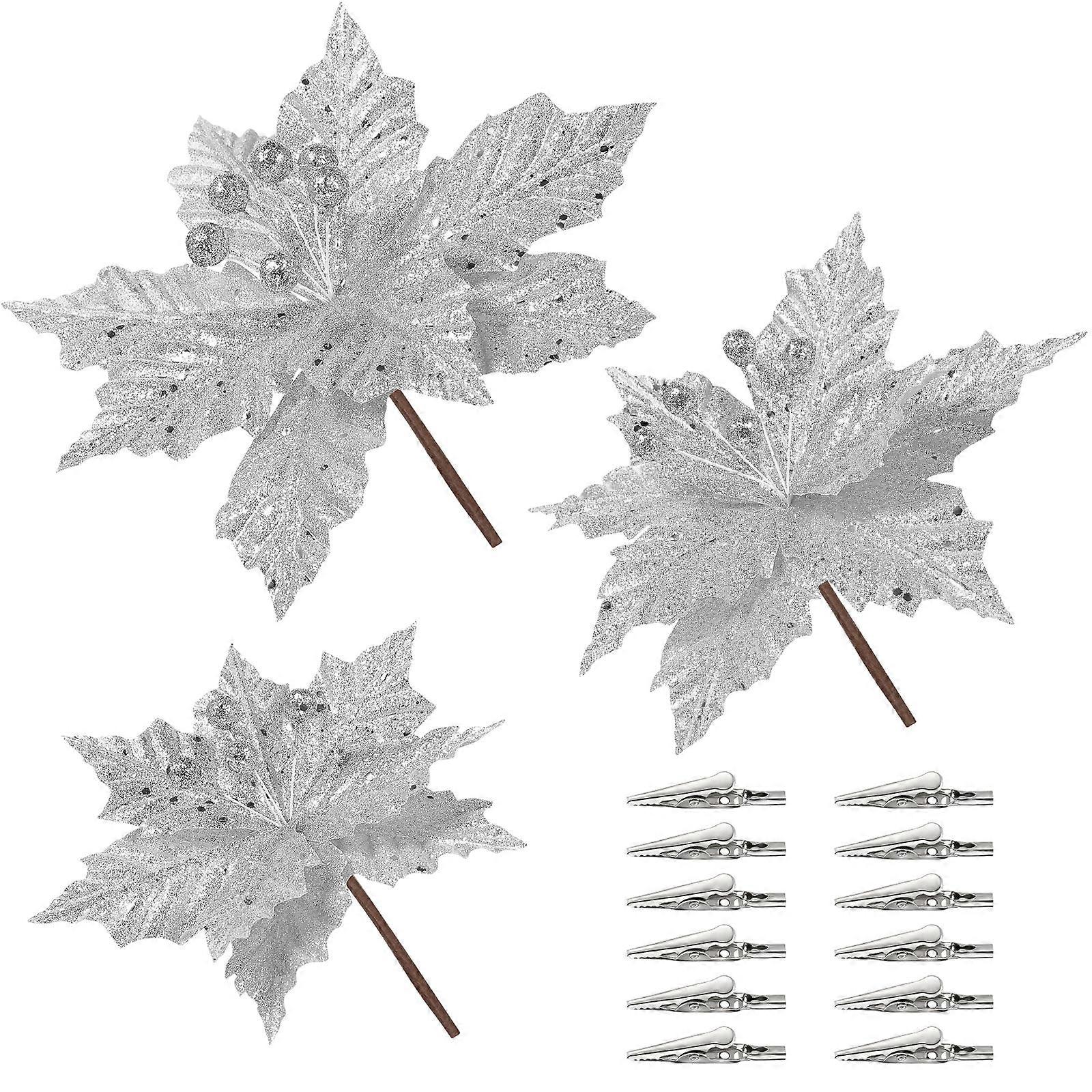 Artificial Christmas Flowers 12Pcs Assorted Color Velvet for Elegant Tree Upgrade Christmas Decor