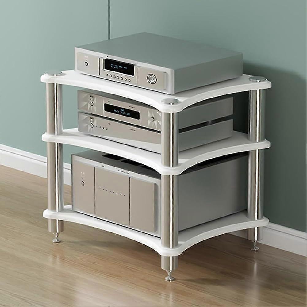 AV Media Stand White 48x60x62cm Heavy Duty Floorstanding Audio Rack For Game Console