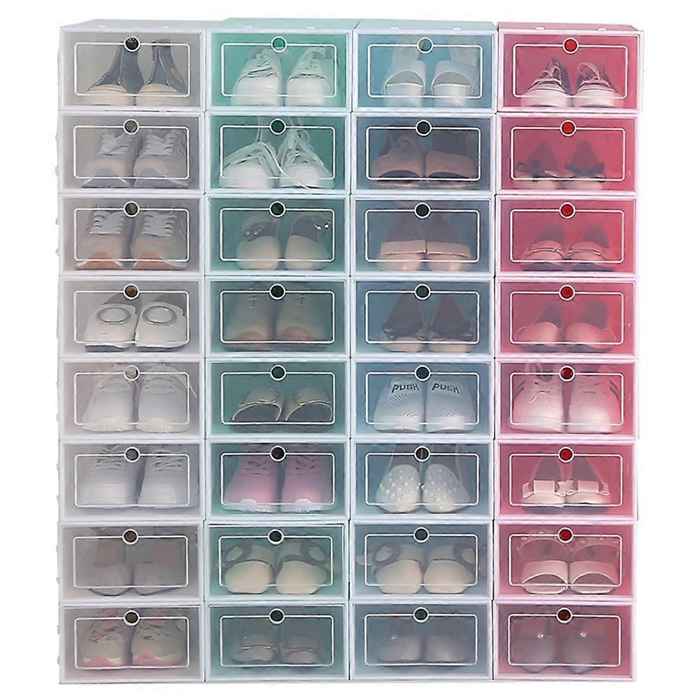 Stackable Shoes Box 18Pcs Pink Rectangular Shape Ideal For Organizing Shoes In Closets Or Entryway
