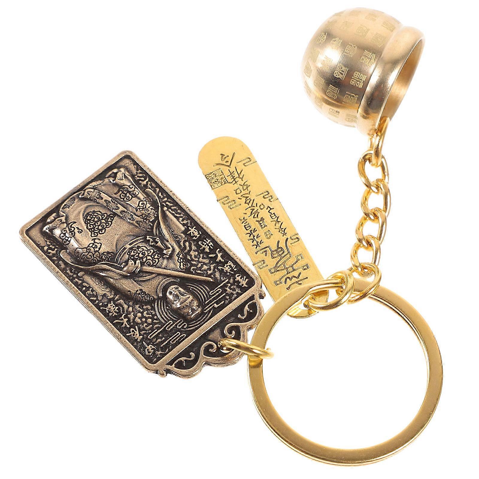 Taisui Amulet Keychain Brass Key Chain for Decoration 4Pcs Bundle