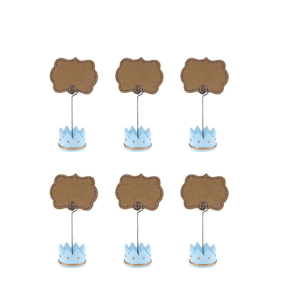 Mini Crown Shape Place Holder 12 Pcs Memo Holder Table Decoration Blue For Reception Desks And Event Organizers