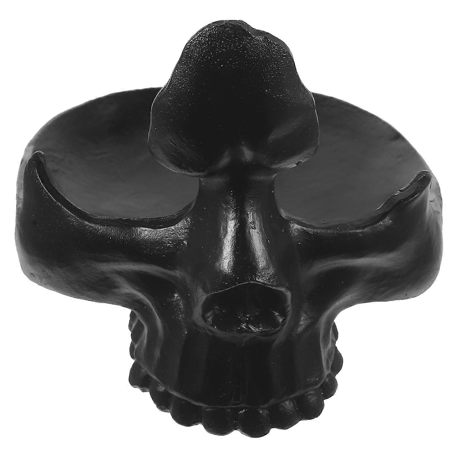 Decorative Skull Shaped Eyeglasses Display Stand For Office Use Black Resin Functional 2Pcs