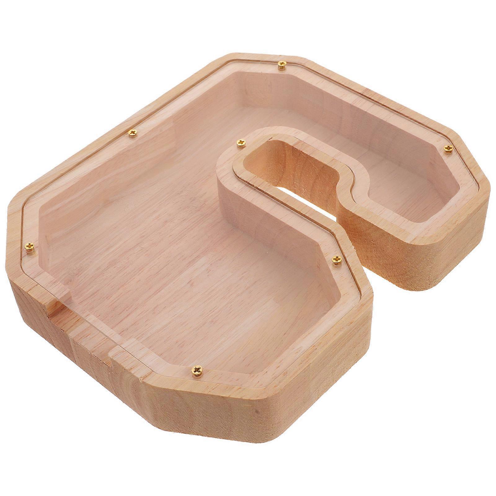 Wooden Piggy Bank for Storage with 2Pcs Clear Multi-Functional Jars