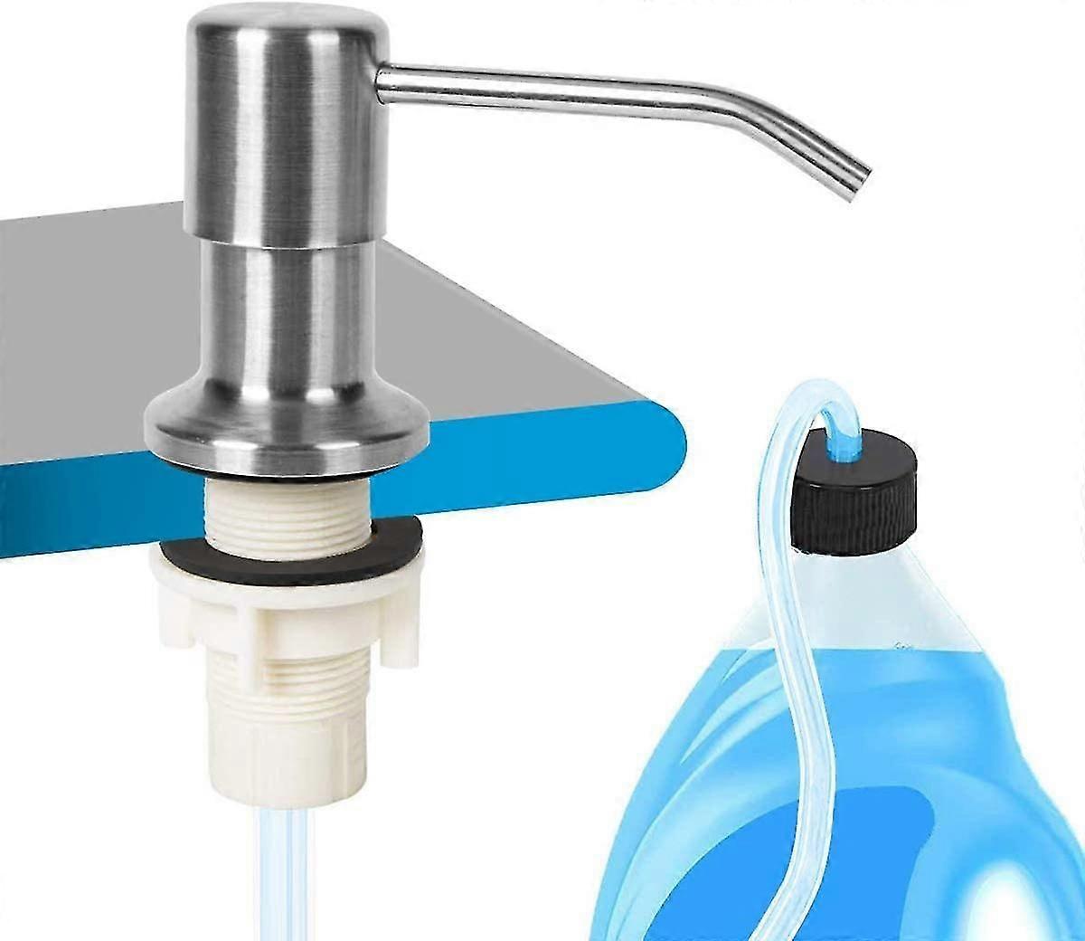 キッチンシンクソープディスペンサーつや消しニッケルカウンタートップポンプ、47インチシリコンチューブ付き