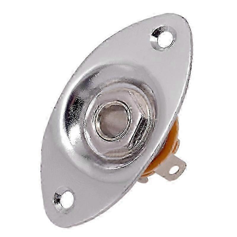 Oval Indented Output Plate Jackplate And Socket For Mono Electric Guitar, Silver