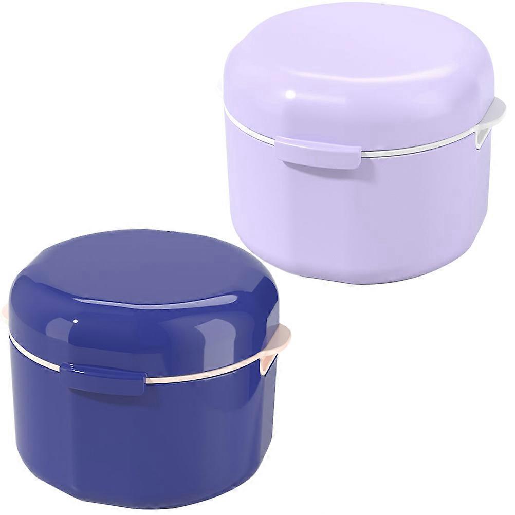 Brace Storage Box 2Pcs Portable Denture Users Assorted Color Compact Design Drain Retainer Containers